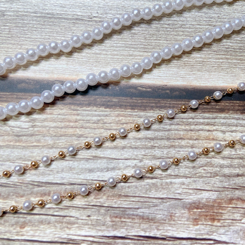 Perlenschmuckkette mit Goldener Gliederkette Karnz