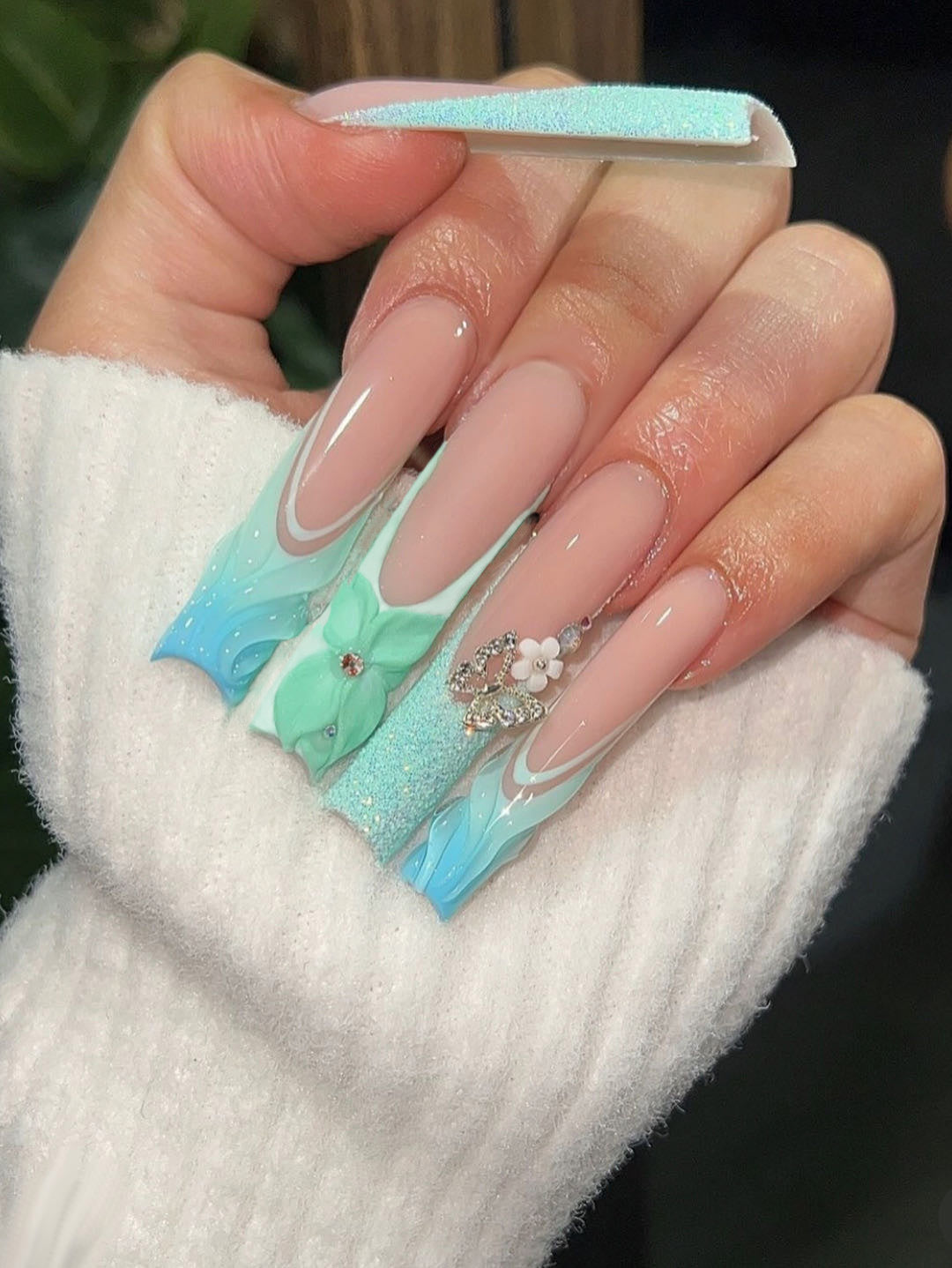 Künstlerische 3D Lange Acryl Nagelverlängerungen Karnz