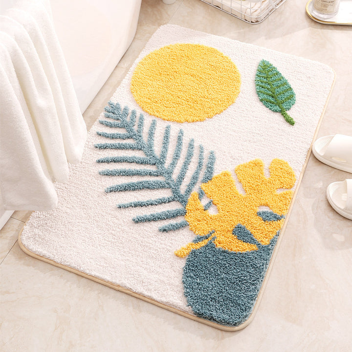 Weicher Plüsch-Badteppich mit Blätterdesign