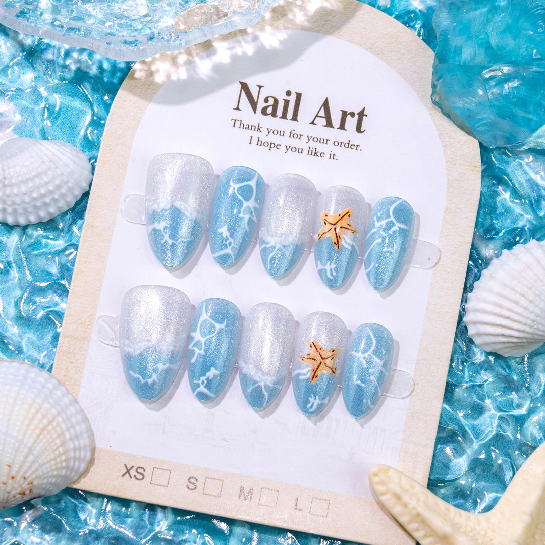 Ozean-inspiriertes Press-On Nagelkunst Set 1790738515