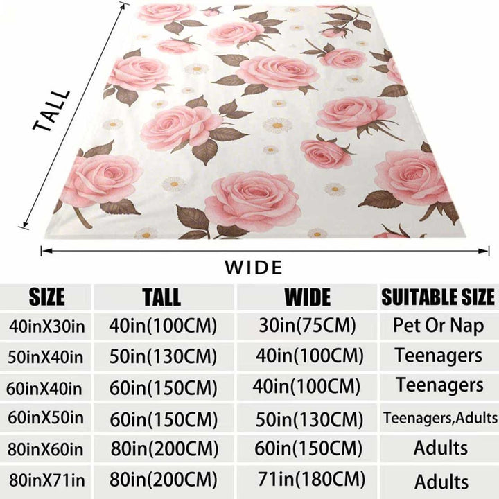 Florales Druck Fleece-Wurfdecke
