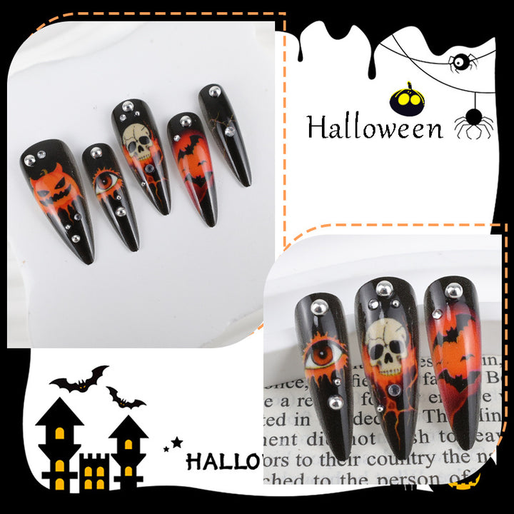 Halloween Kunstnagelset mit kreativen Geister- und Kürbisdesigns Karnz