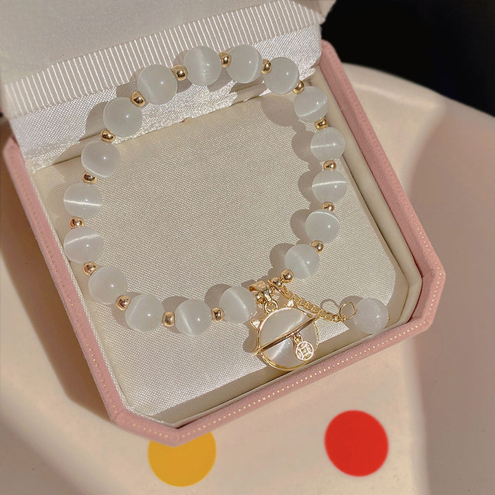 Charm Perlenarmband mit Katzenanhänger Karnz