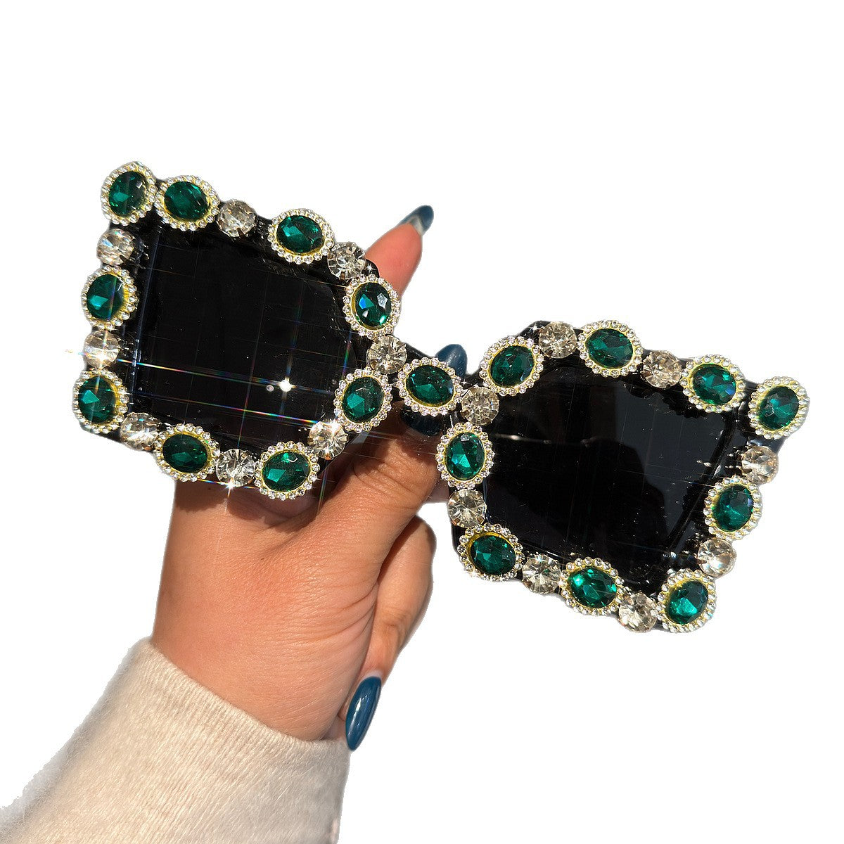 Damen Glamouröse Designer-Sonnenbrille mit strassverziertem Rahmen Karnz