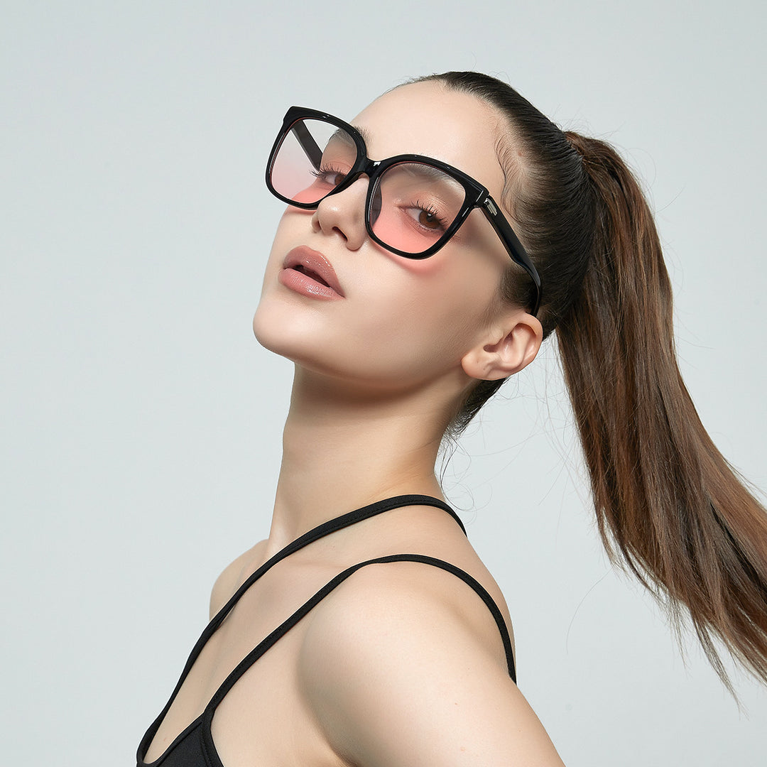 Damen stilvolle quadratische Sonnenbrille mit sanften Gläsern Karnz