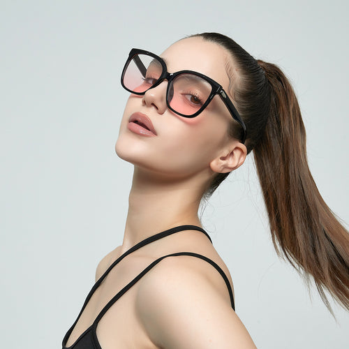 Damen stilvolle quadratische Sonnenbrille mit sanften Gläsern Karnz