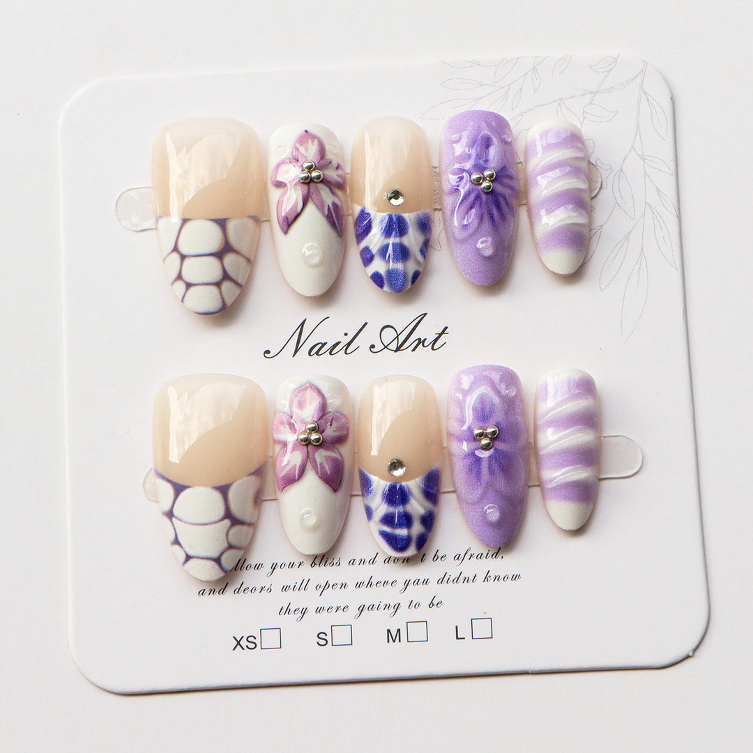 Künstlerische Blumen Press-on Nagelkollektion 1791724334