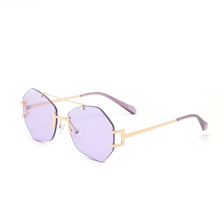 Damen modische achtkantige Sonnenbrille mit filigranem Metallrahmen Karnz