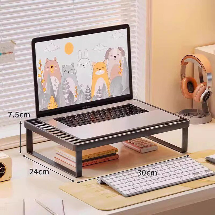 Erhöhter Desktop-Bildschirmständer mit Mesh-Unterregal-Organizer und Kabelmanagement