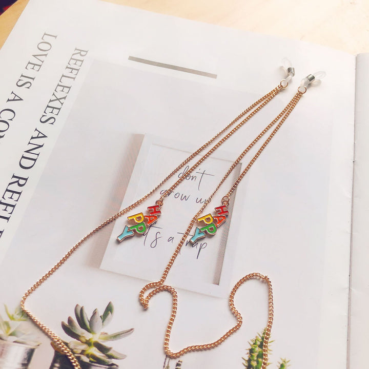 Stylische Dual Charm Brille Kette Karnz