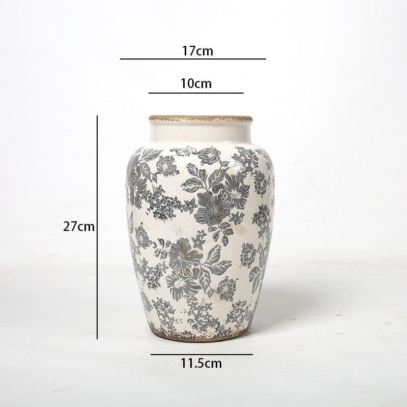 Florale Keramik Vase mit kunstvollem Design Karnz