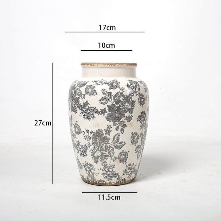 Florale Keramik Vase mit kunstvollem Design Karnz