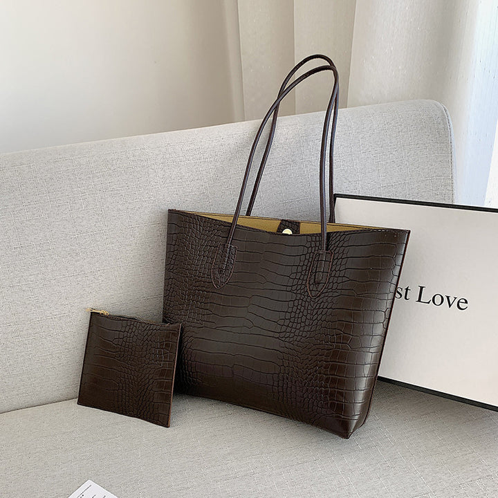 Krokodillembossierte Tote-Bag mit abnehmbarem Clutch Karnz