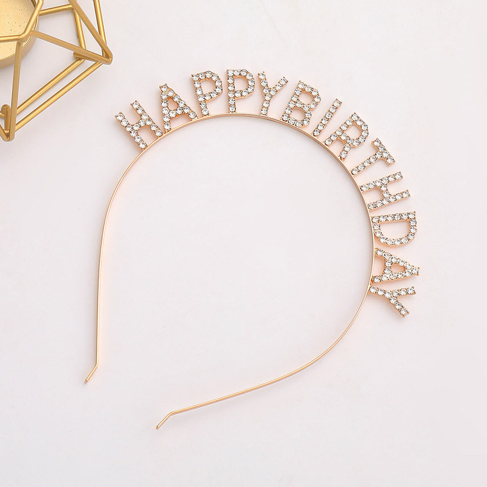 Damen Glitzernder Haarreif mit "Happy Birthday"-Aufschrift Karnz