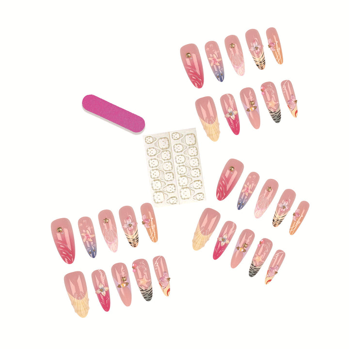 Künstlerisches Floral Press-On Nagelset