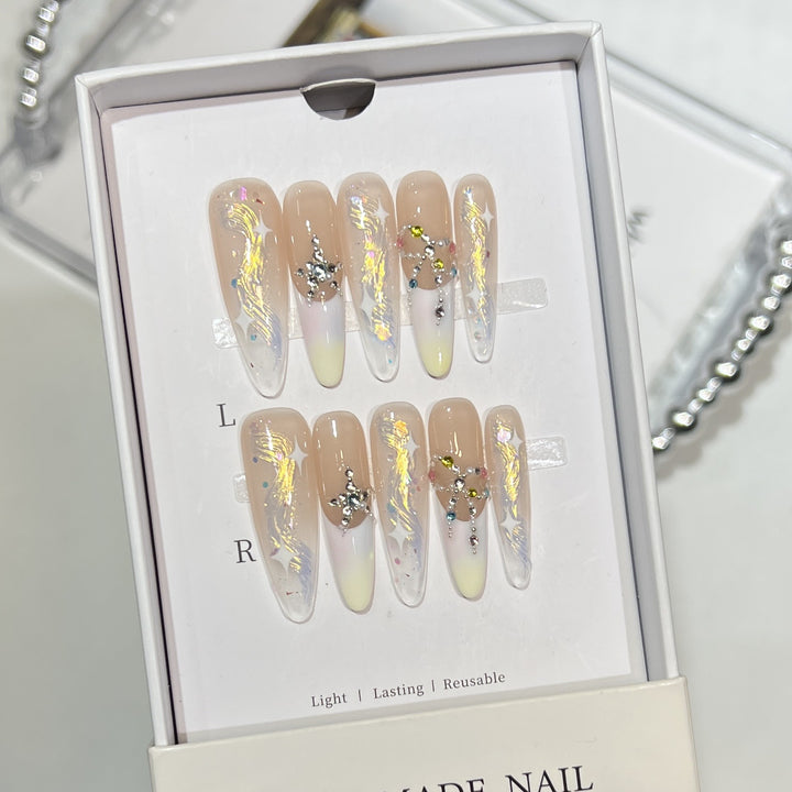 Elegante Glitzernde Lange Stiletto Press-On Nägel