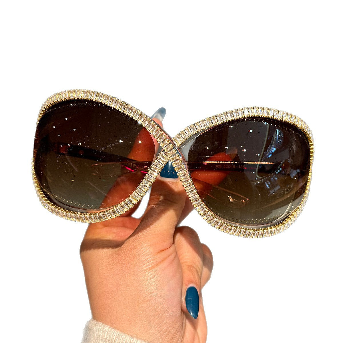 Damen Trendige Sonnenbrille mit funkelndem Kristalldekor Karnz
