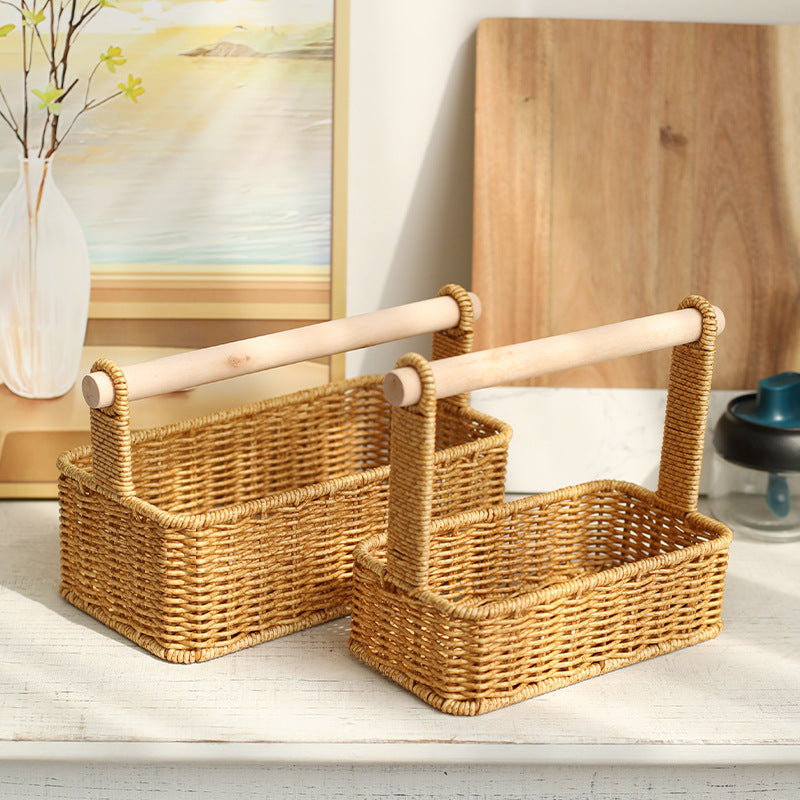 Unisex Moderner Aufbewahrungskorb mit stilvollem Holzgriff Karnz