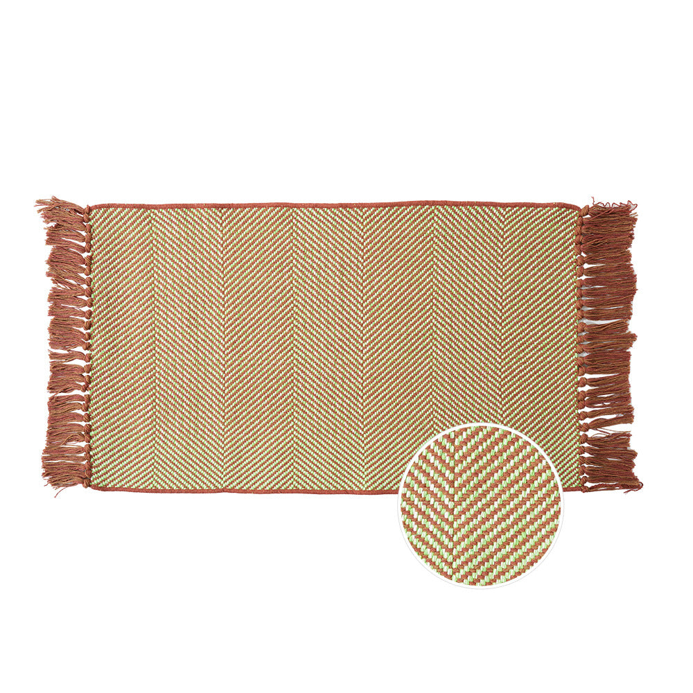 Gewebter Tischläufer mit dichtem Fischgrät‑Jacquard und Fransen Karnz
