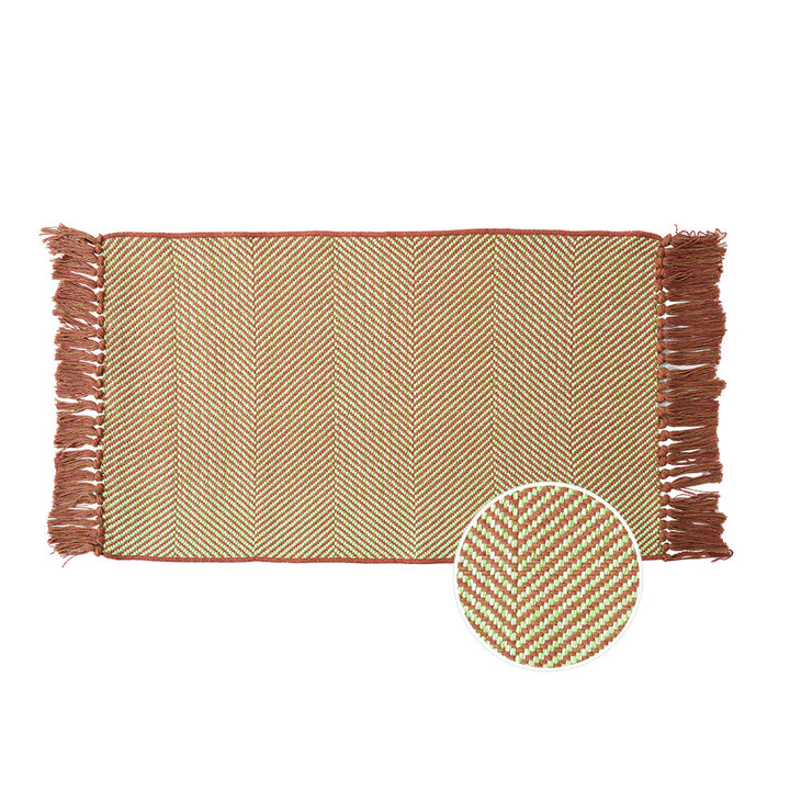 Gewebter Tischläufer mit dichtem Fischgrät‑Jacquard und Fransen Karnz