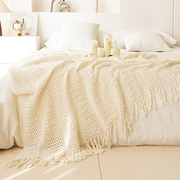 Gemütliche Strickwurfdecke