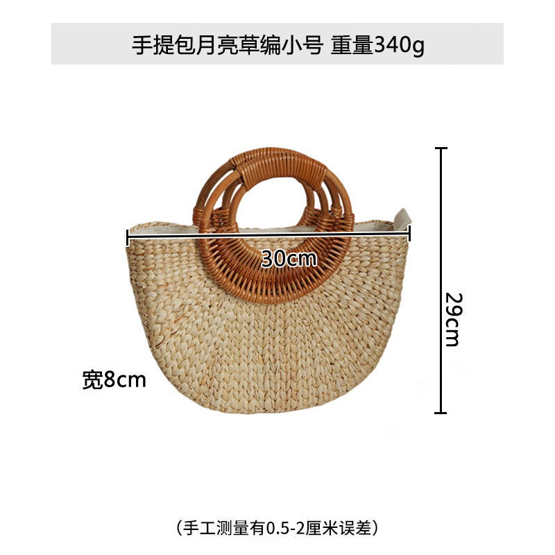 Damen handgefertigte Strandtasche mit geflochtenen Griffen Karnz