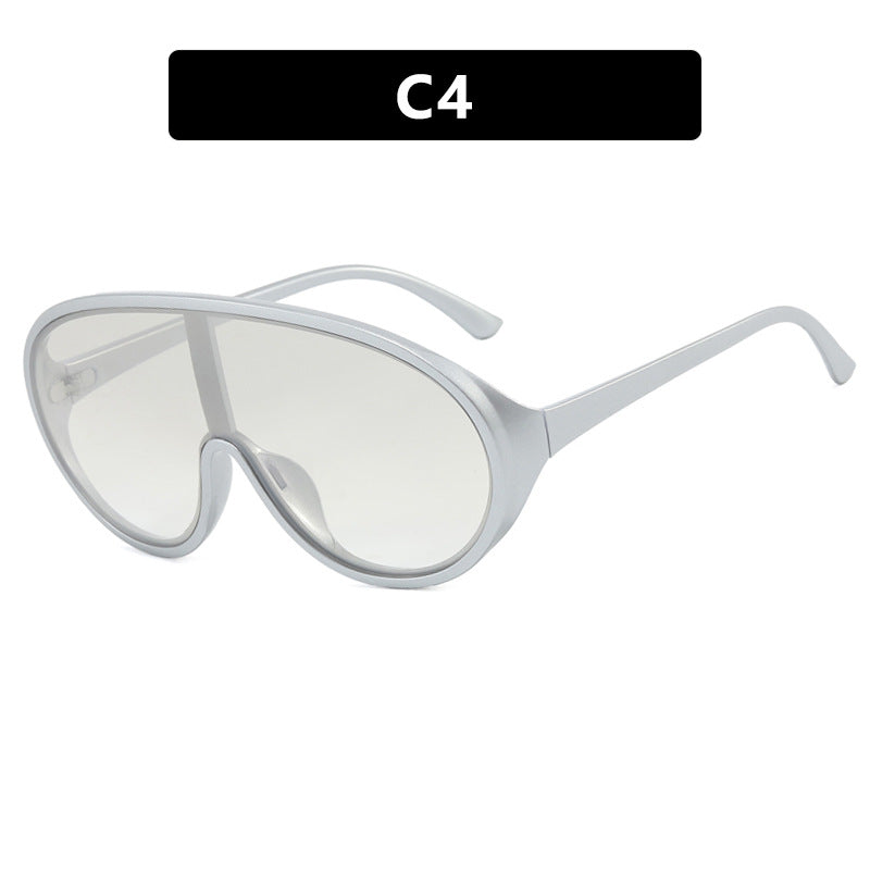 Damen futuristische Sonnenbrille mit großflächigen Gläsern und ergonomischem Rahmen Karnz