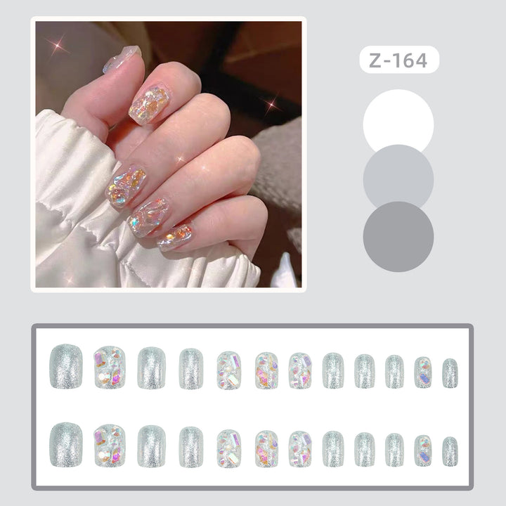 Glitzerndes Gel Press-On Nagelset Karnz