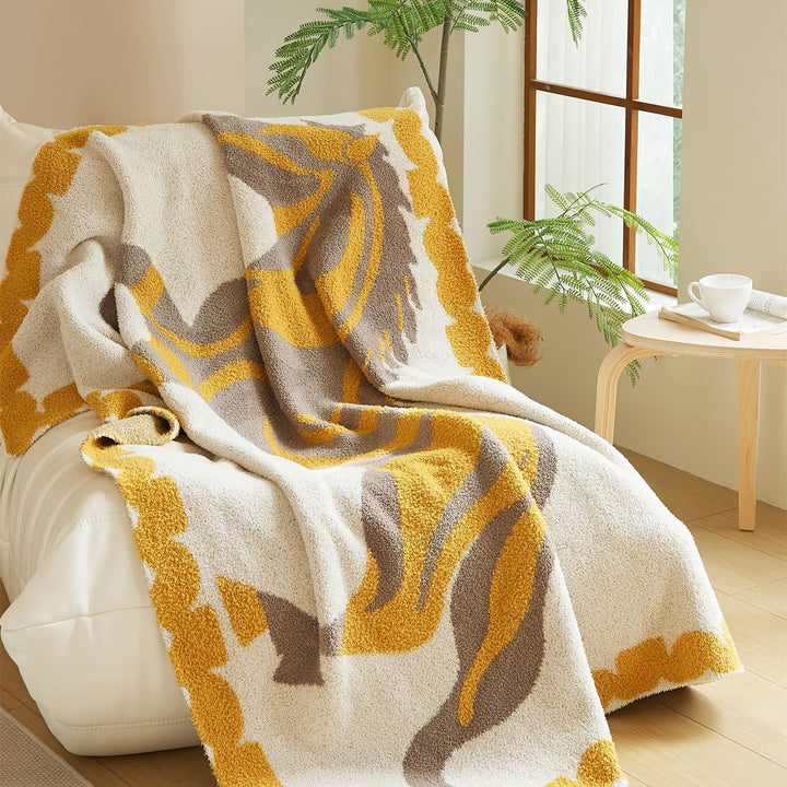 Plüsch Jacquard Sherpa Wurfdecke