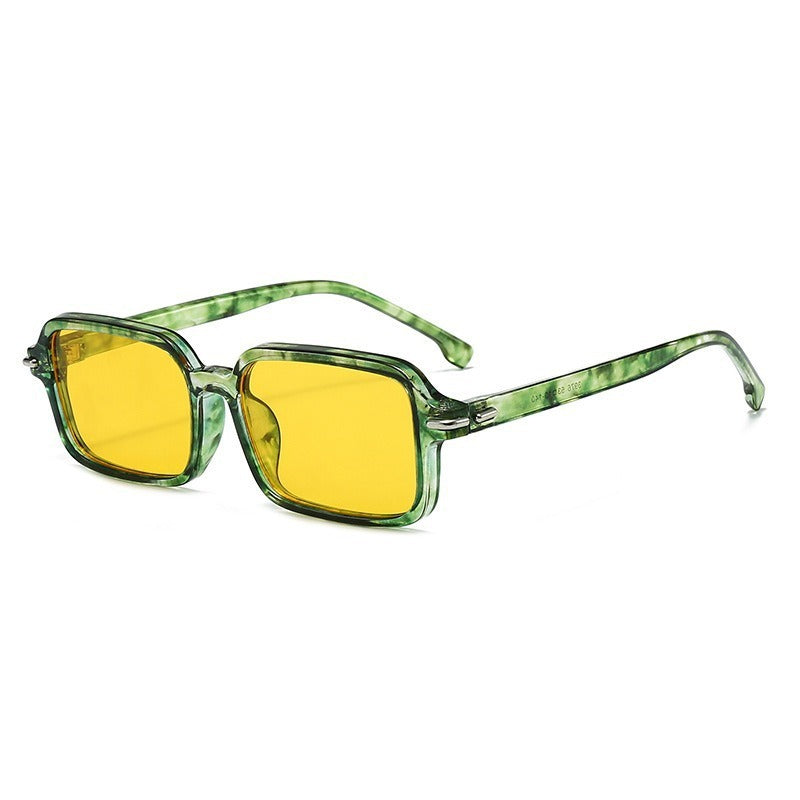 Damen modische quadratische Sonnenbrille mit stilvollem Kunststoffrahmen und blauen Gläsern Karnz