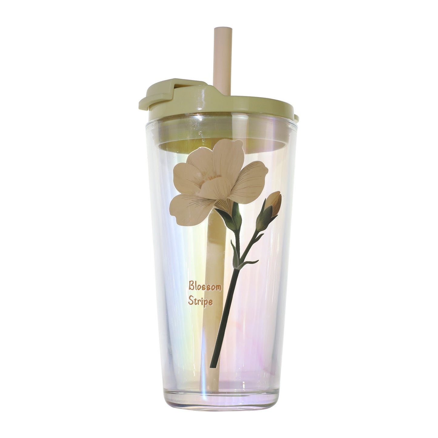 Damen Trinkbecher mit praktischer Silikonschutzhülle und dekorativen Blumenmotiven Karnz