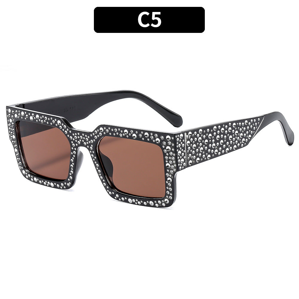 Rhinestone-beschichtete Schild-Sonnenbrille