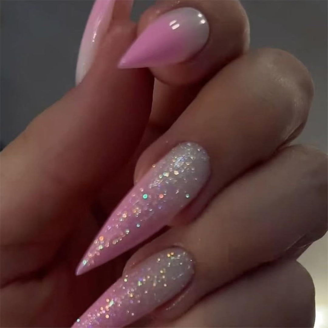 Glamouröse Glitzernde Stiletto Press-On Nagelset