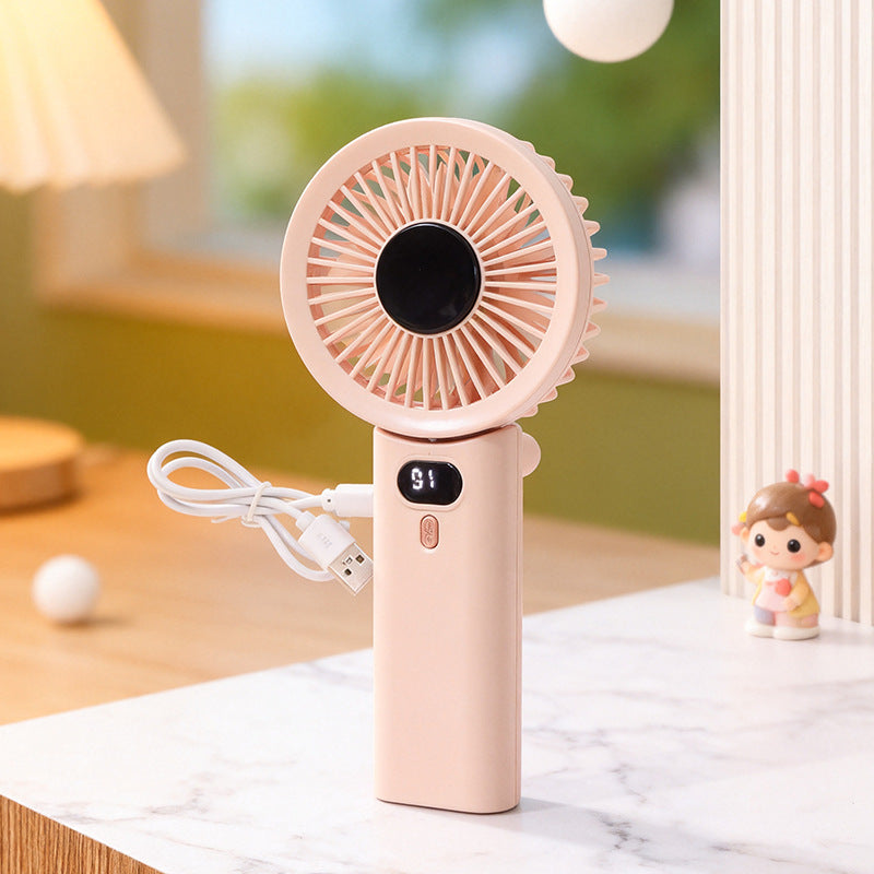 Damen Tragbarer USB Handventilator mit digitaler Geschwindigkeitsanzeige Karnz
