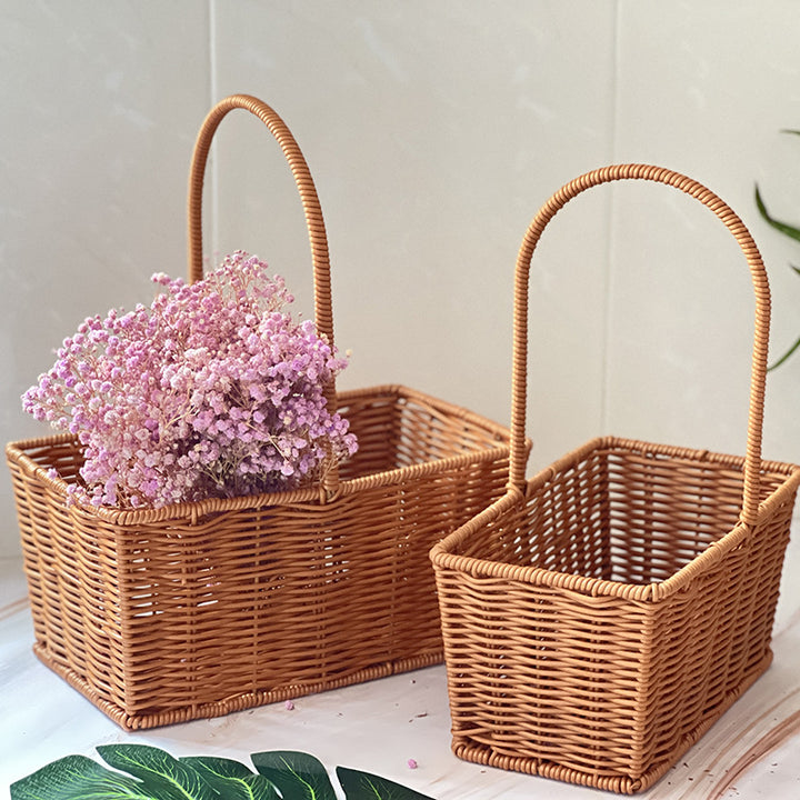 Handgefertigter Rattan Aufbewahrungskorb mit Griff Karnz