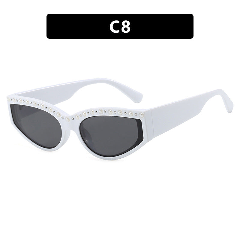 Damen Cat-Eye Sonnenbrille mit funkelndem Strassbesatz und animalischem Muster Karnz
