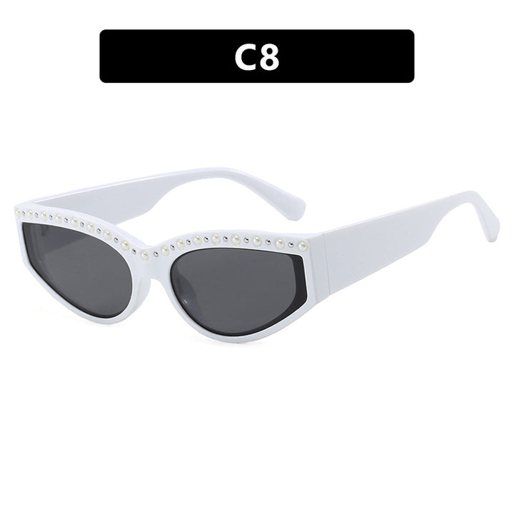 Damen Cat-Eye Sonnenbrille mit funkelndem Strassbesatz und animalischem Muster Karnz