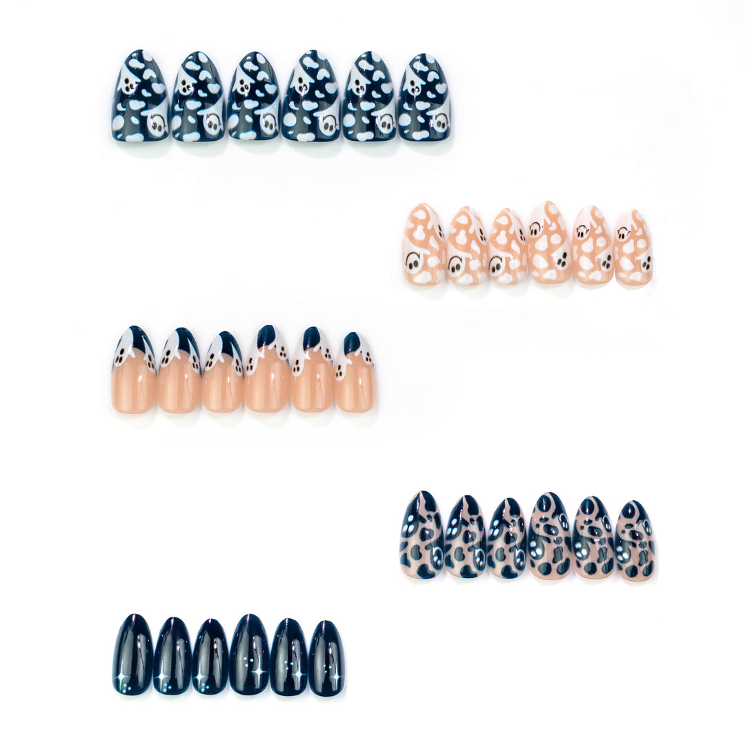 Halloween-Themen Geist und Leopardenmuster Press-On Nagelkunst