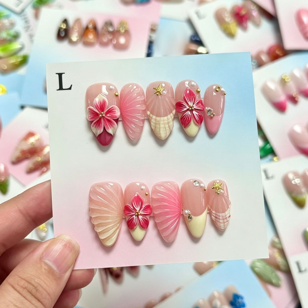 Handgefertigtes Blumen-Design Press-On Nägel Set