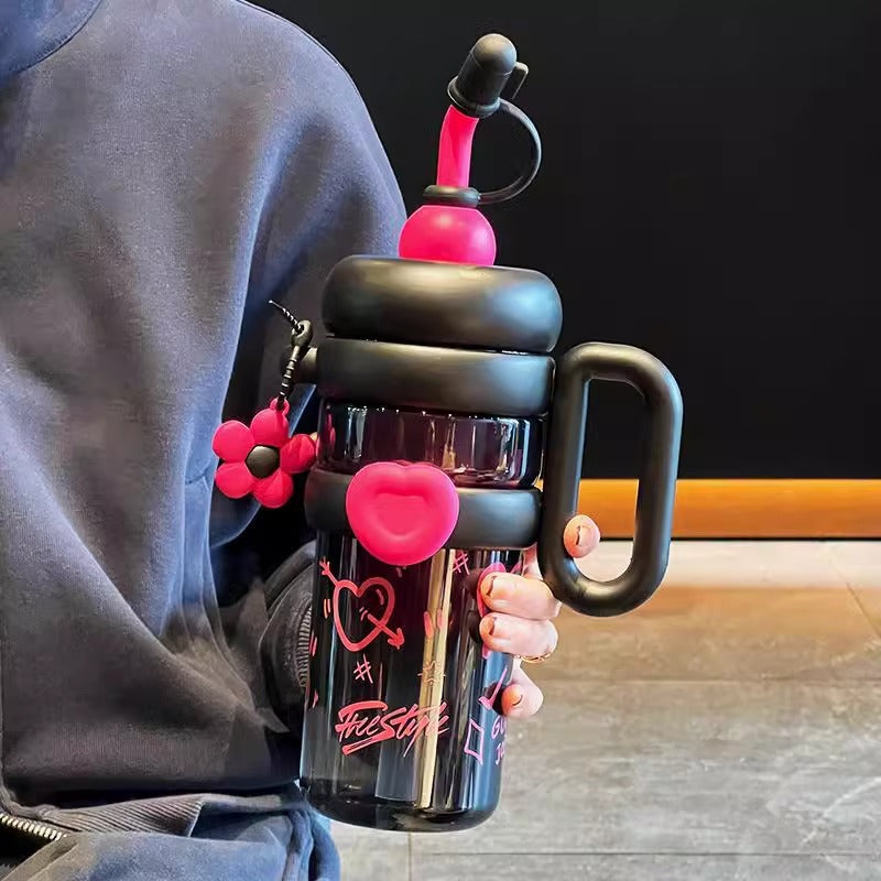 Unisex Trinkflasche mit nachfüllbarem Strohhalm Karnz