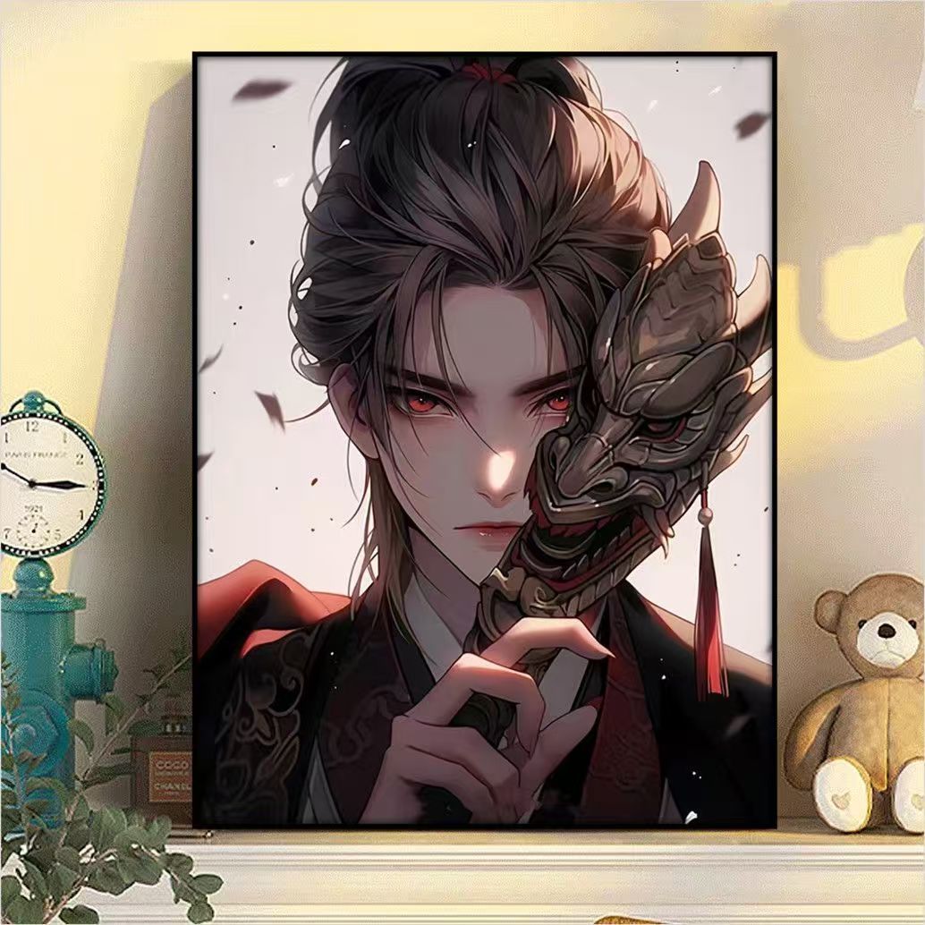 Dramatische Fantasy-Maske Illustration Leinwandkunst Karnz