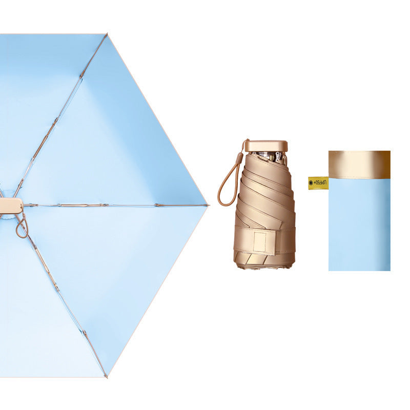 Damen eleganter wasserfester Faltregenschirm mit integriertem Flaschenhalter Karnz