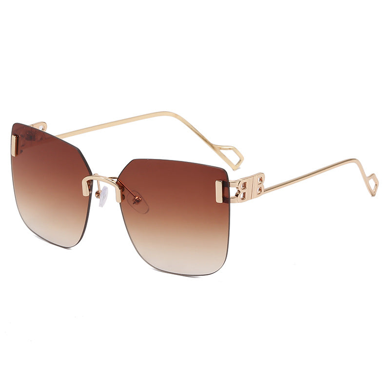 Damen elegante quadratische Sonnenbrille mit goldfarbenem Metallrahmen Karnz