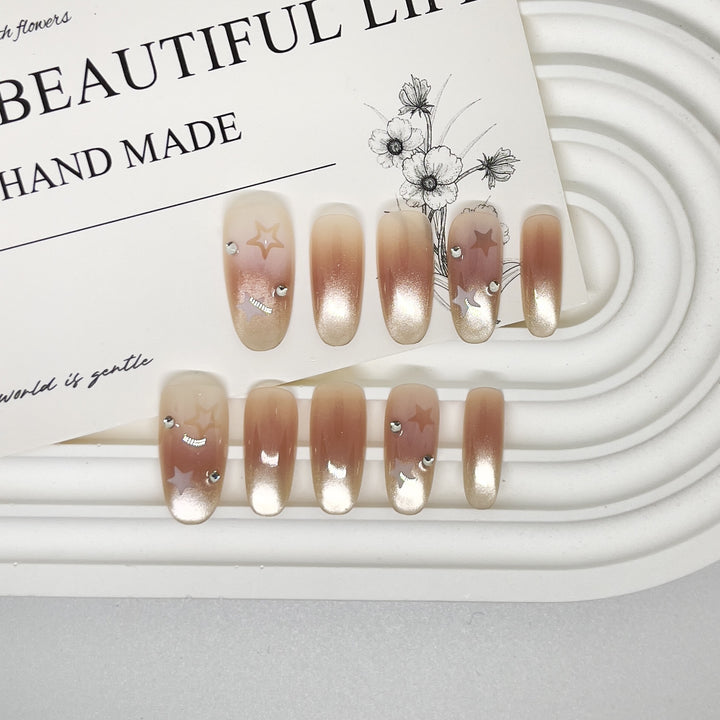 Künstlerisches Press-On Nagelkunst-Set mit Sternelementen