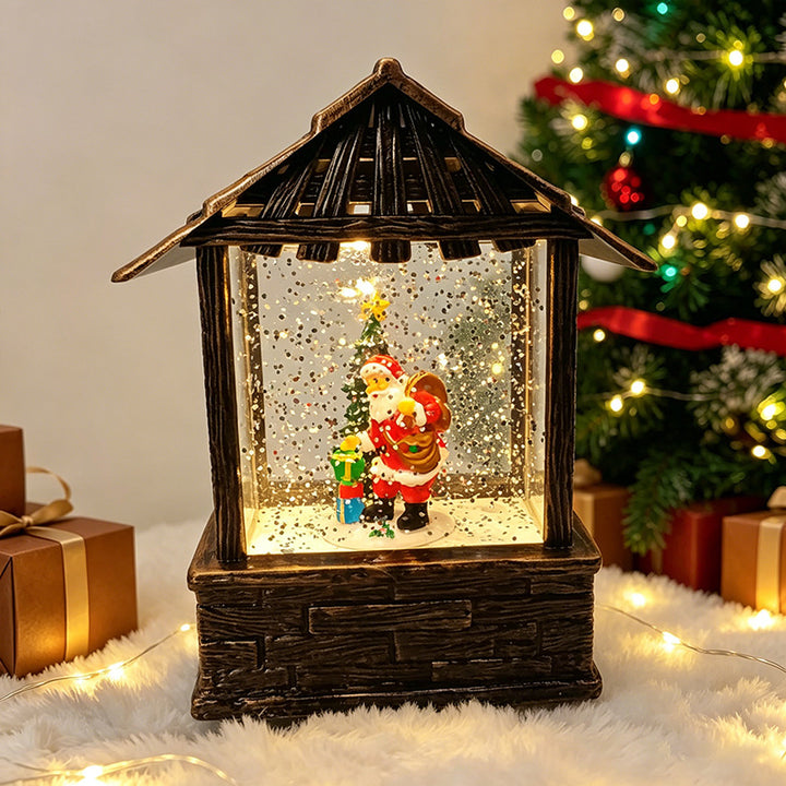 Weihnachtslaterne mit Schneekugel und LED-Beleuchtung Karnz