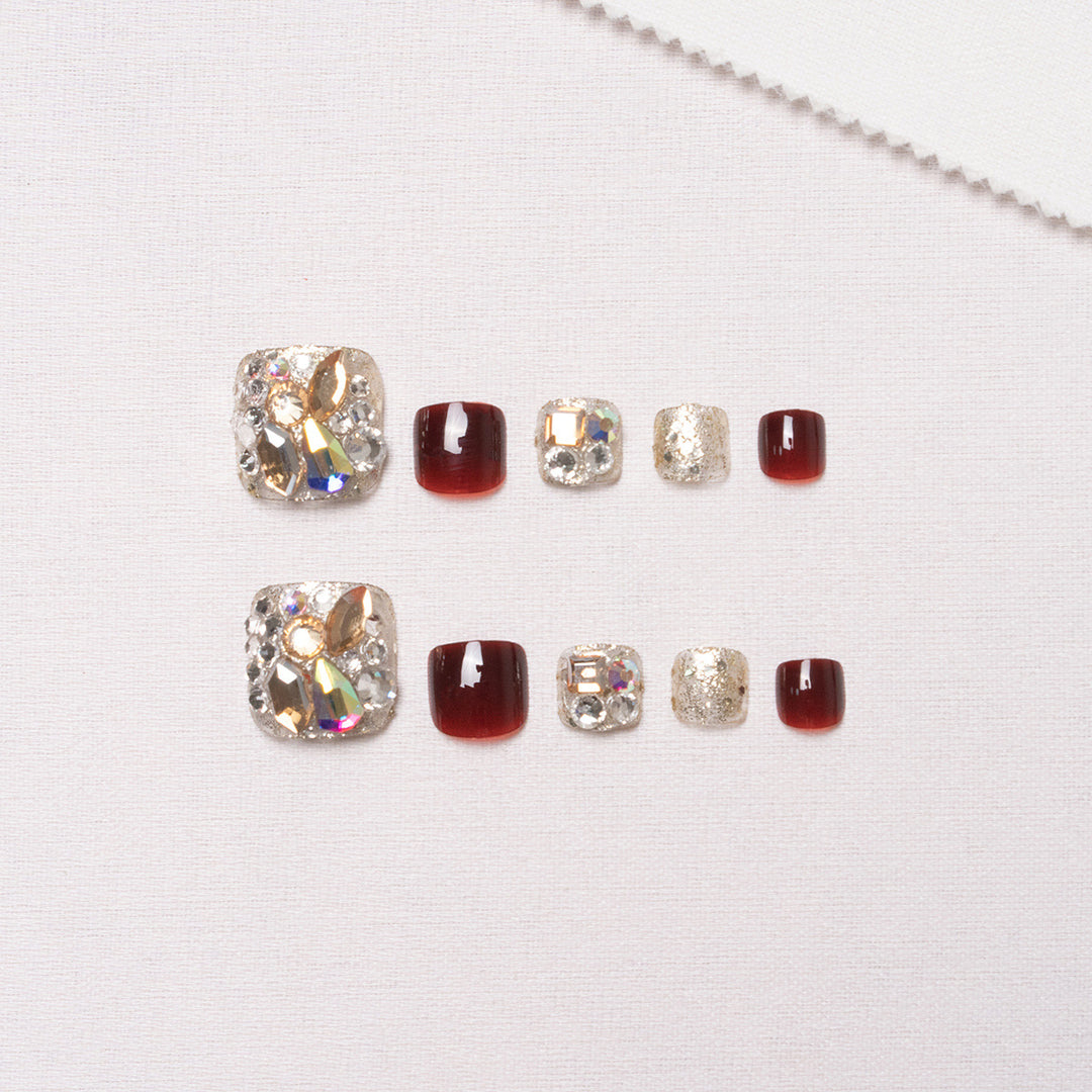 Rhinestone Verzierte Pediküre Nagelkunst