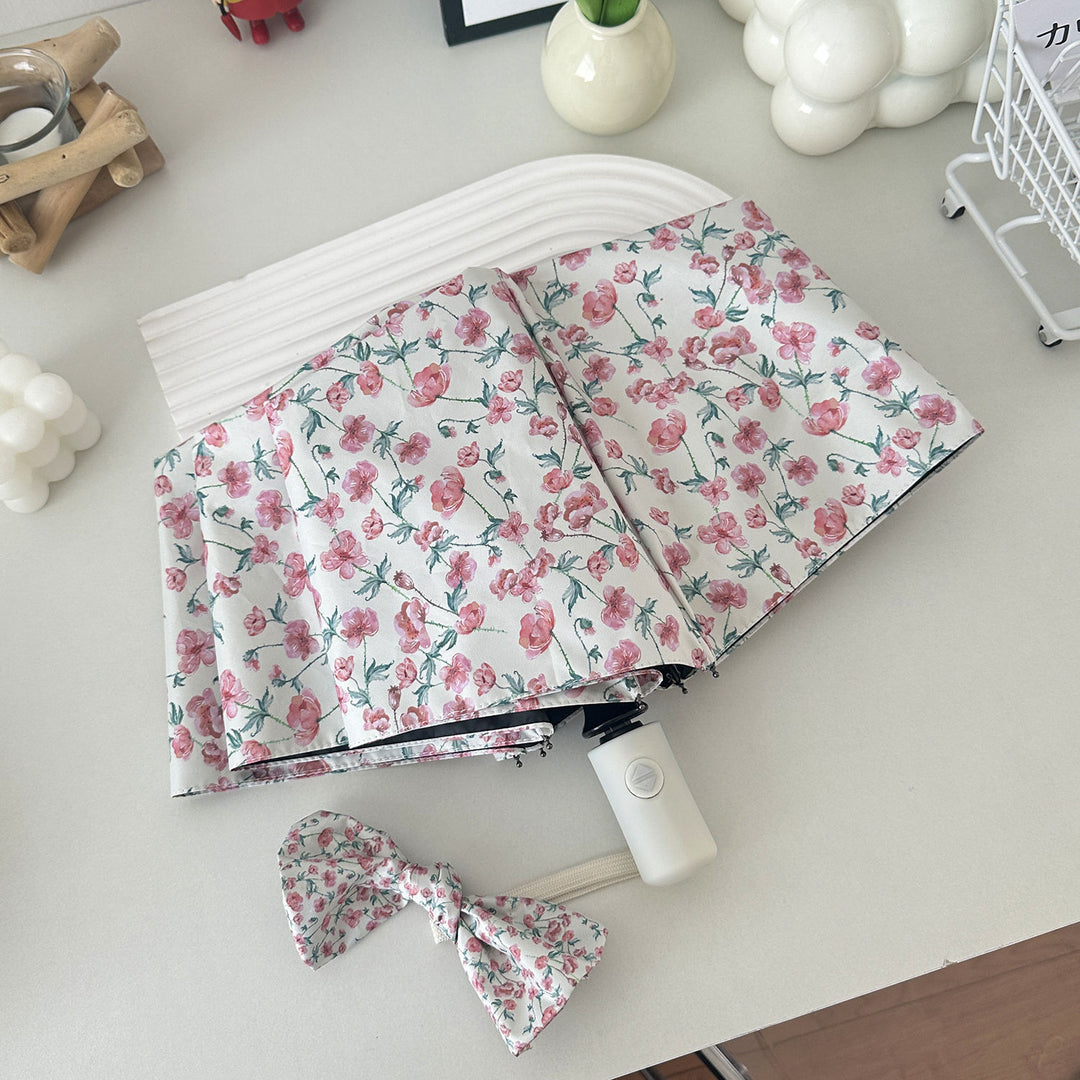 Damen Faltregenschirm mit floralem Design und praktischem Aufbewahrungssystem Karnz