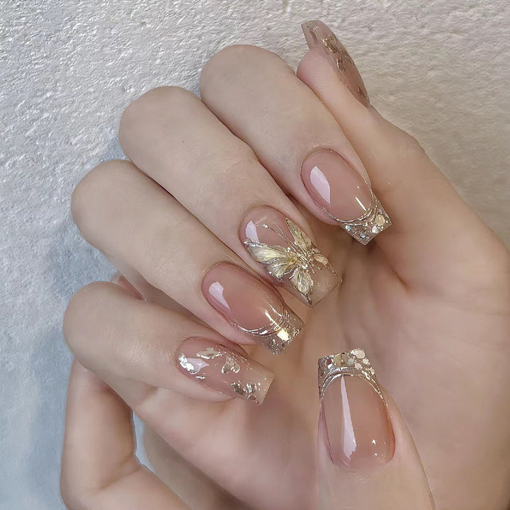 Künstliche Nagel-Nailart-Set mit Glitzer- und Blumenverzierungen Karnz
