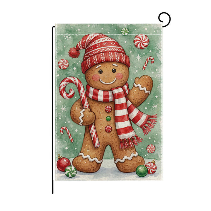 Saisonale Outdoor-Leinen-Mischung Willkommen Gartenflagge mit Schneemann-Illustration