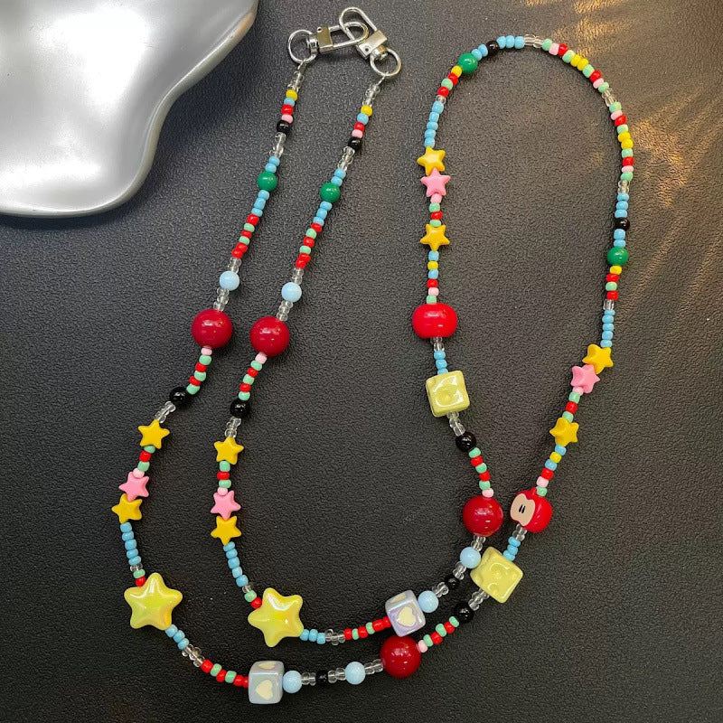Bunter Perlenaussteller Brillenhalter Kette Karnz